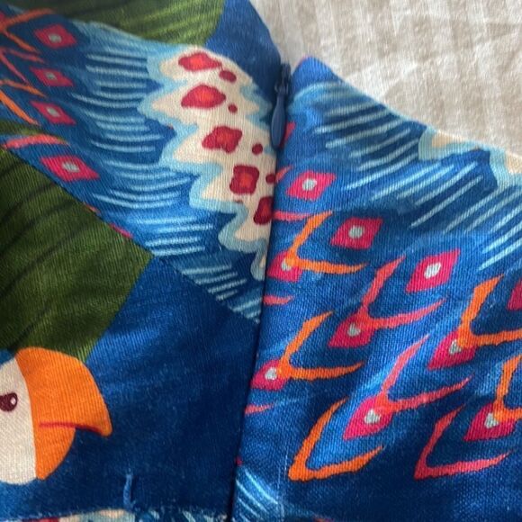NWT FARM Rio Macaw Mini Dress Large Blue Green 100% Linen Tropical Nordstrom - Picture 7 of 8